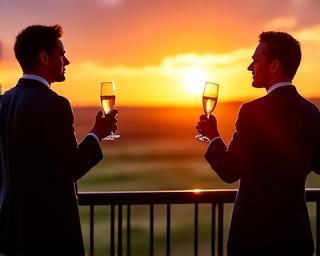 Corporate cocktails at sunset