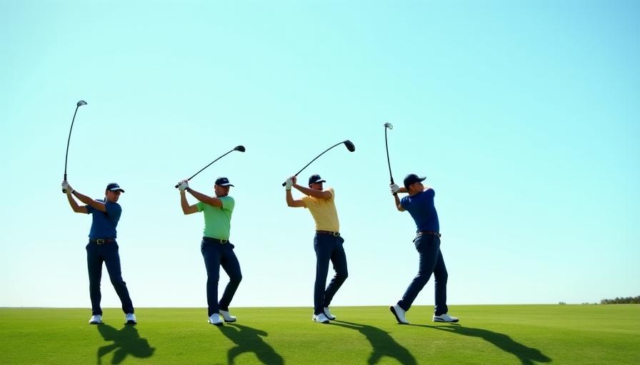 Multiple exposure of a golfer showing the backswing and downswing transition